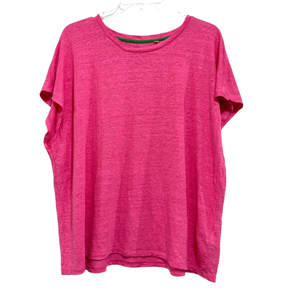 Boden Womens XL Pink 100% Linen Short Sleeve Relaxed Slub T-Shirt T1585